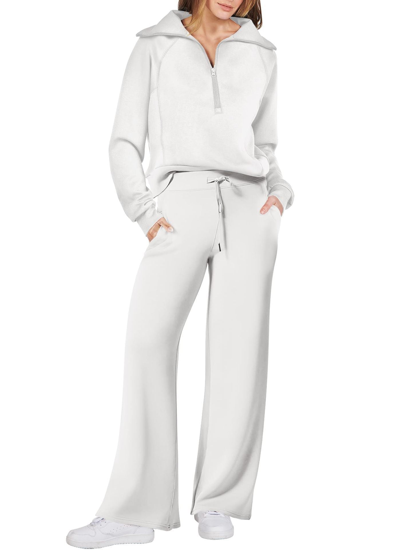Casual Damski Zestaw Lounge - Luna-Biały-S-Trend Polska
