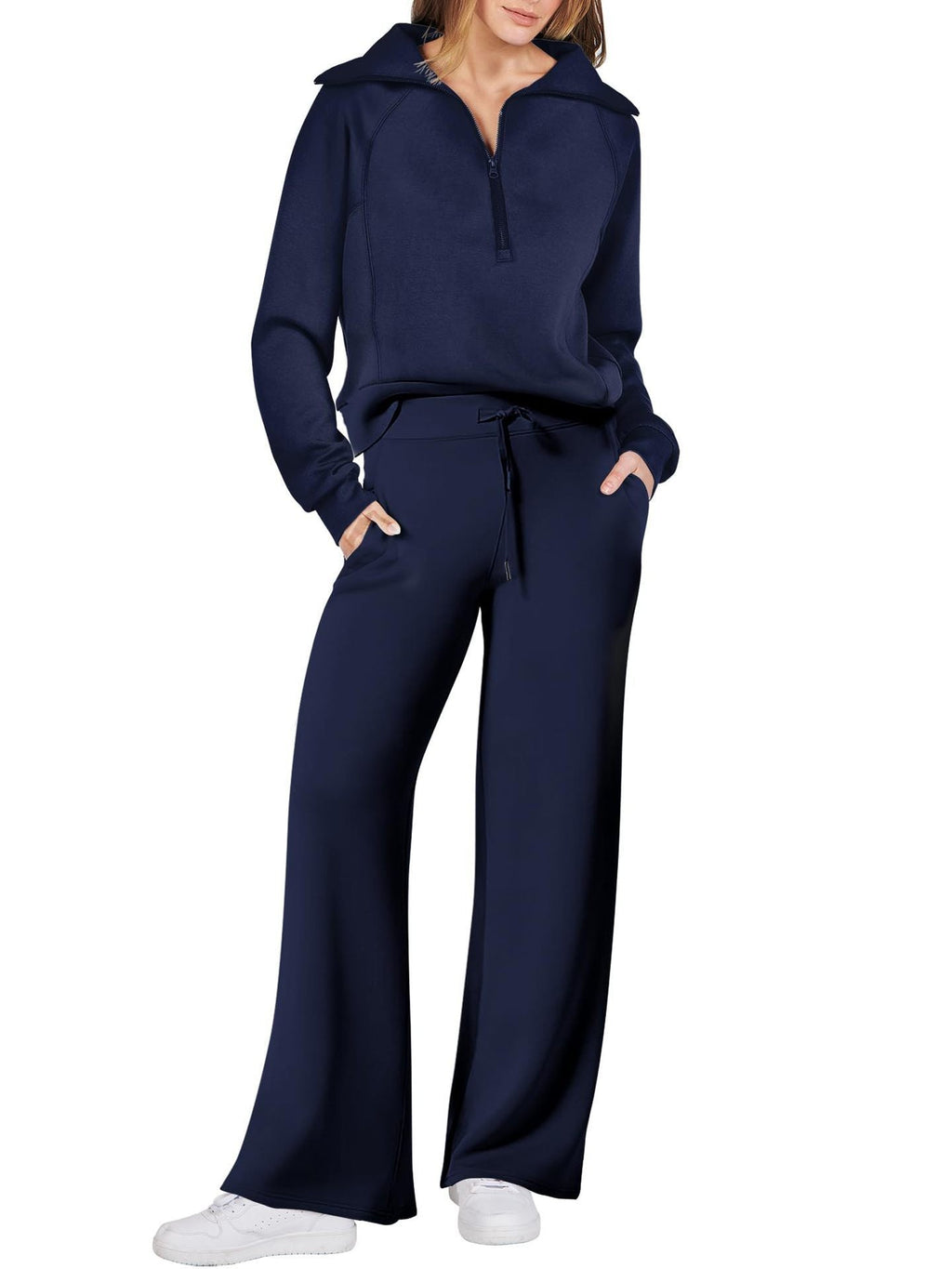Casual Damski Zestaw Lounge - Luna-ciemnoniebieski-S-Trend Polska