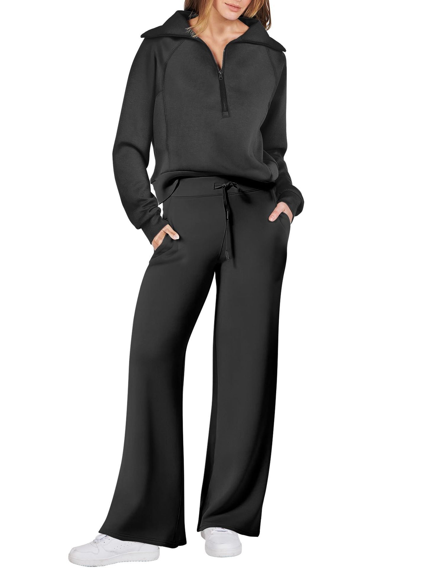 Casual Damski Zestaw Lounge - Luna-Czarny-S-Trend Polska