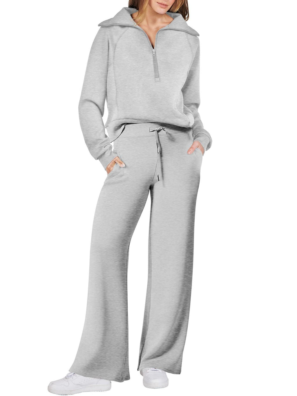 Casual Damski Zestaw Lounge - Luna-Jasnoszary-S-Trend Polska