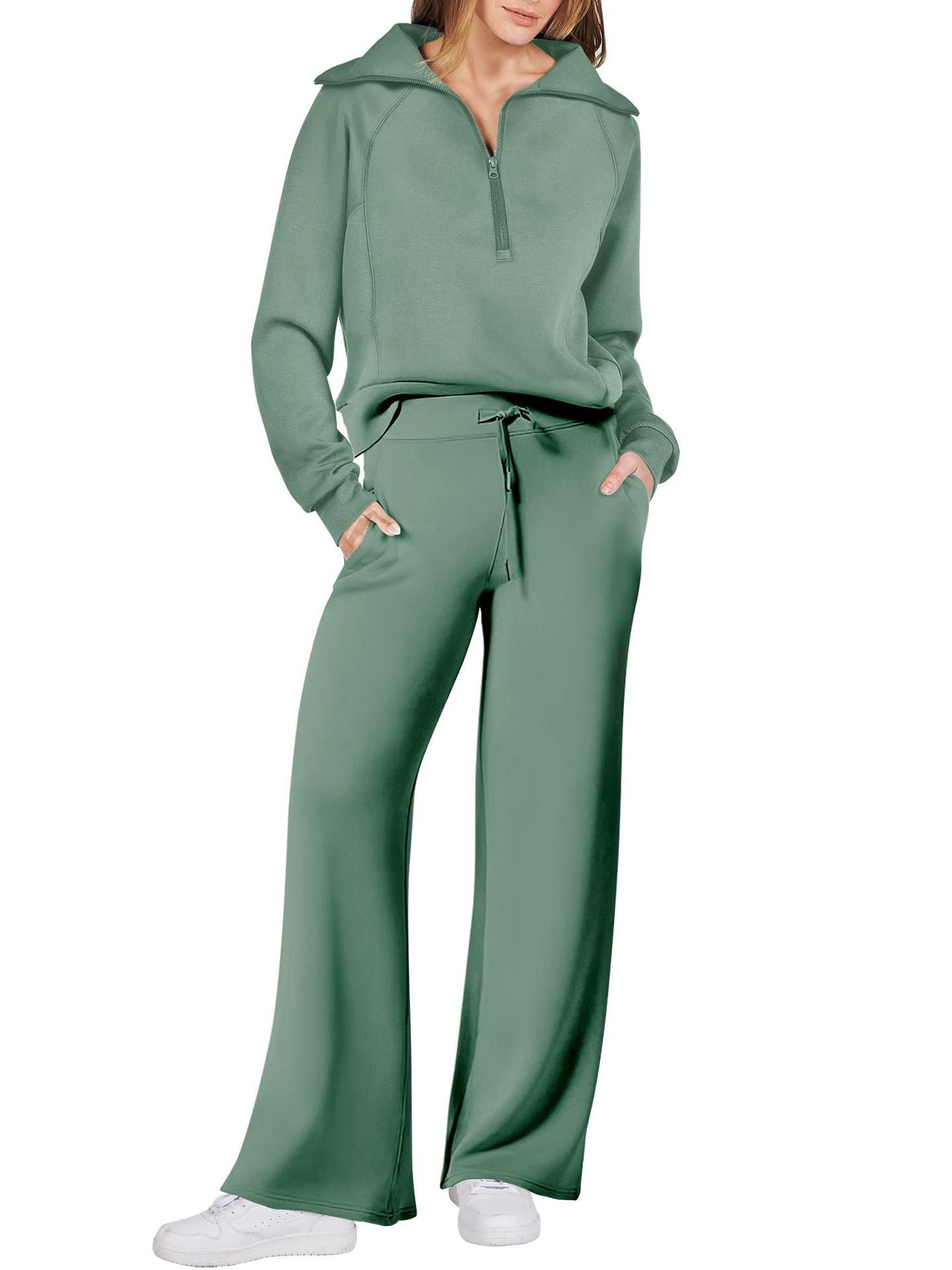 Casual Damski Zestaw Lounge - Luna-Jasnozielony-S-Trend Polska