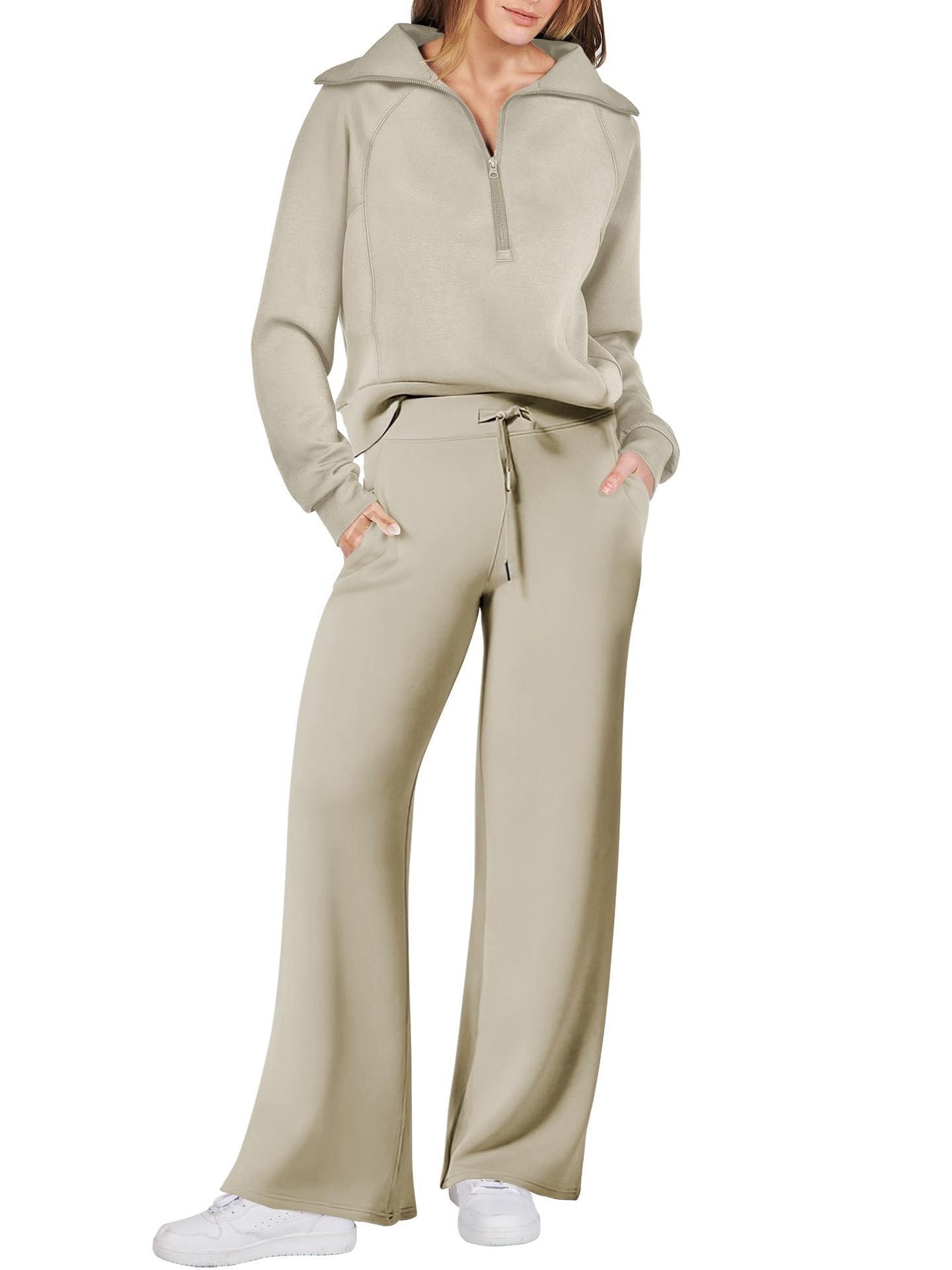 Casual Damski Zestaw Lounge - Luna-Jasny khaki-S-Trend Polska