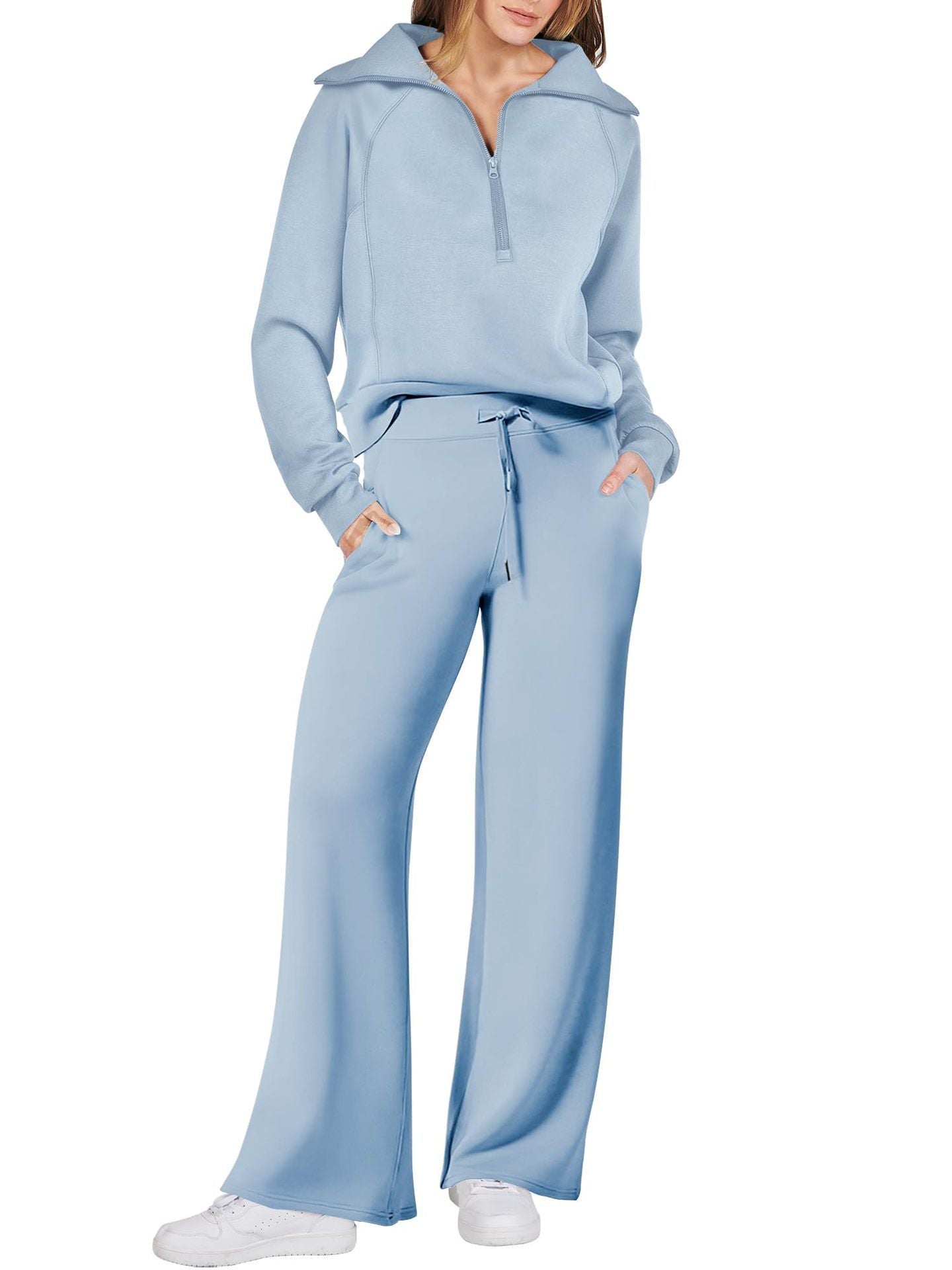 Casual Damski Zestaw Lounge - Luna-Niebo niebieskie-S-Trend Polska