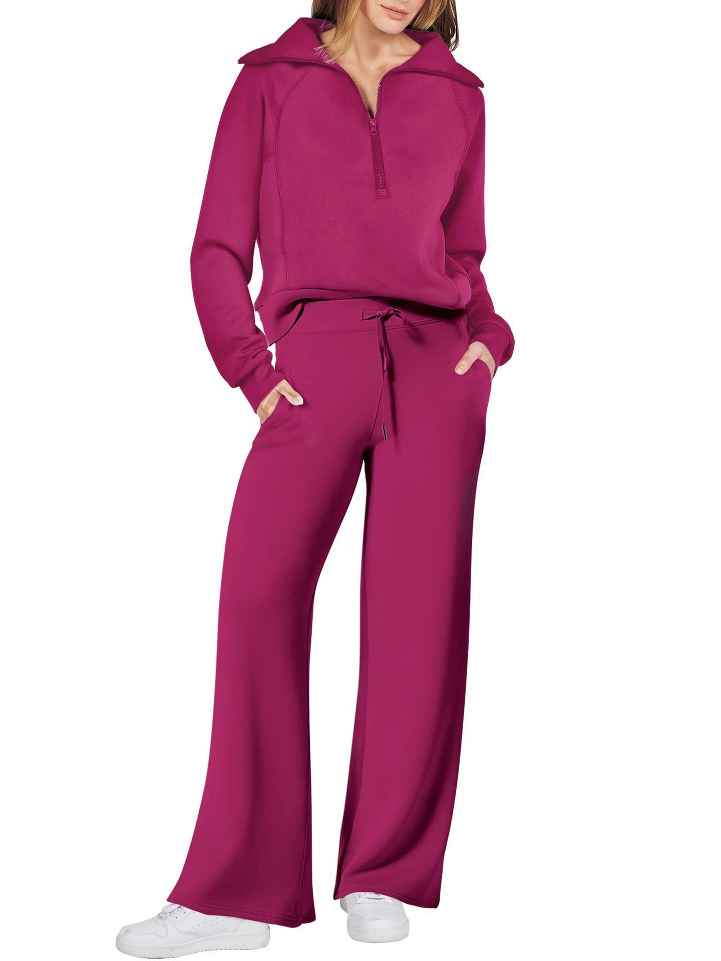 Casual Damski Zestaw Lounge - Luna-Różowy-S-Trend Polska