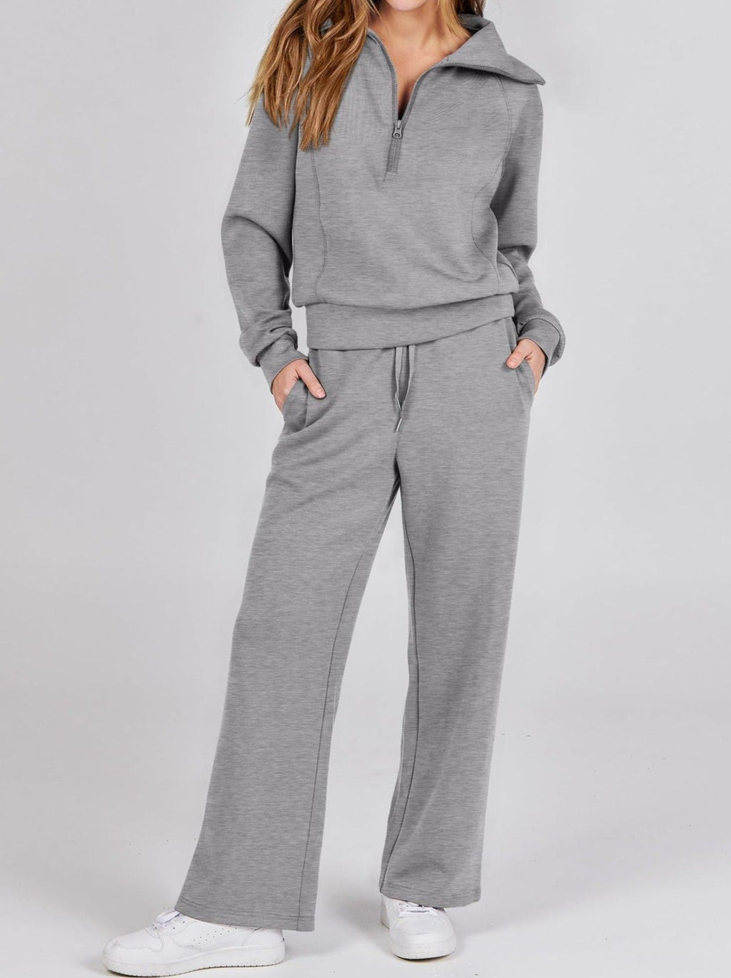 Casual Damski Zestaw Lounge - Luna-Szary-S-Trend Polska
