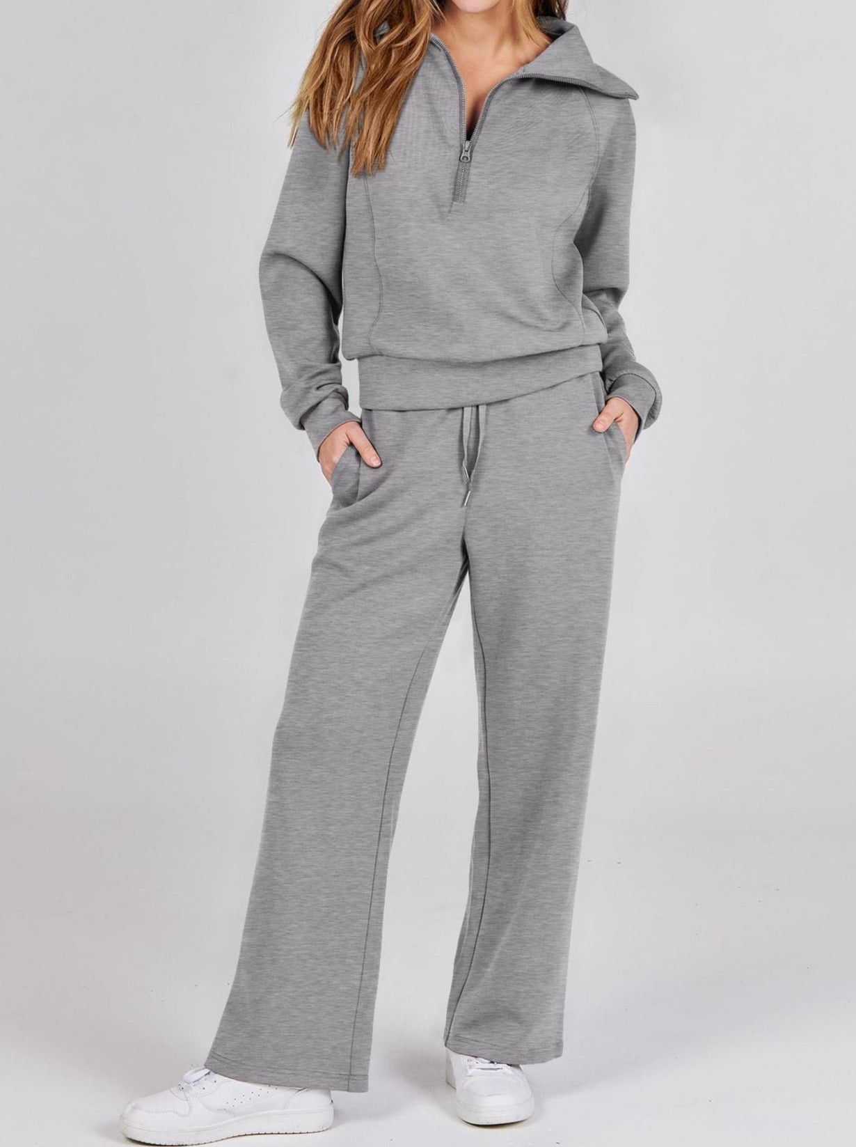 Casual Damski Zestaw Lounge - Luna-Szary-S-Trend Polska