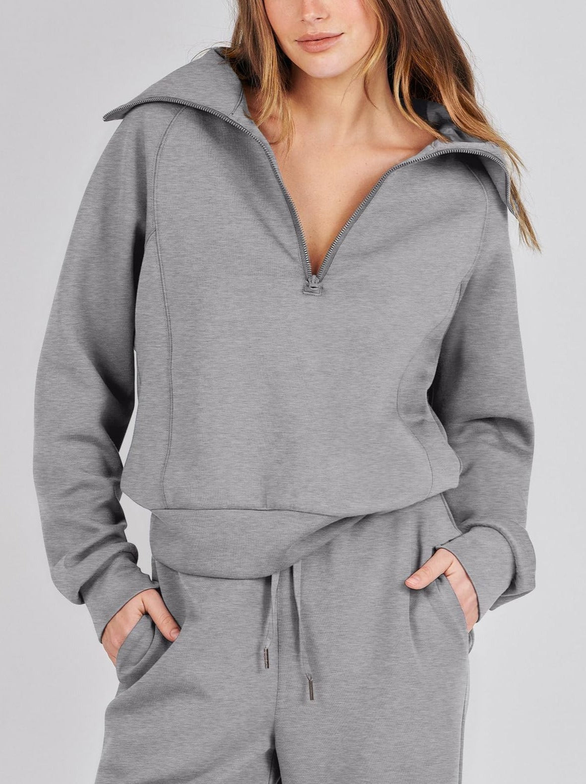 Casual Damski Zestaw Lounge - Luna-Szary-S-Trend Polska