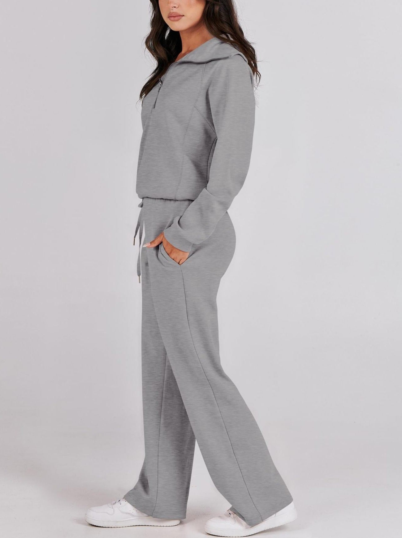 Casual Damski Zestaw Lounge - Luna-Szary-S-Trend Polska