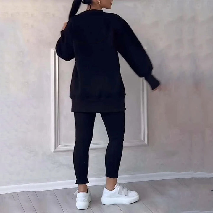 Casual Damski Zestaw z Bluzy i Legginsów - Elena-Czarny-S-Trend Polska