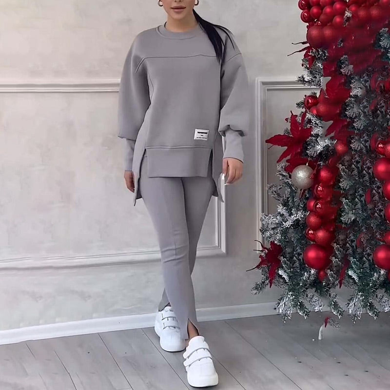 Casual Damski Zestaw z Bluzy i Legginsów - Elena-Czarny-S-Trend Polska