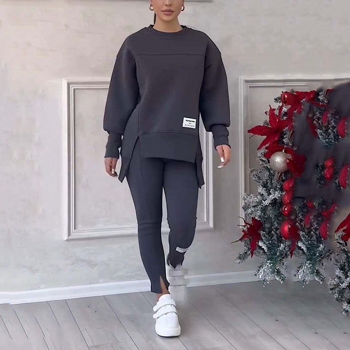 Casual Damski Zestaw z Bluzy i Legginsów - Elena-Czarny-S-Trend Polska