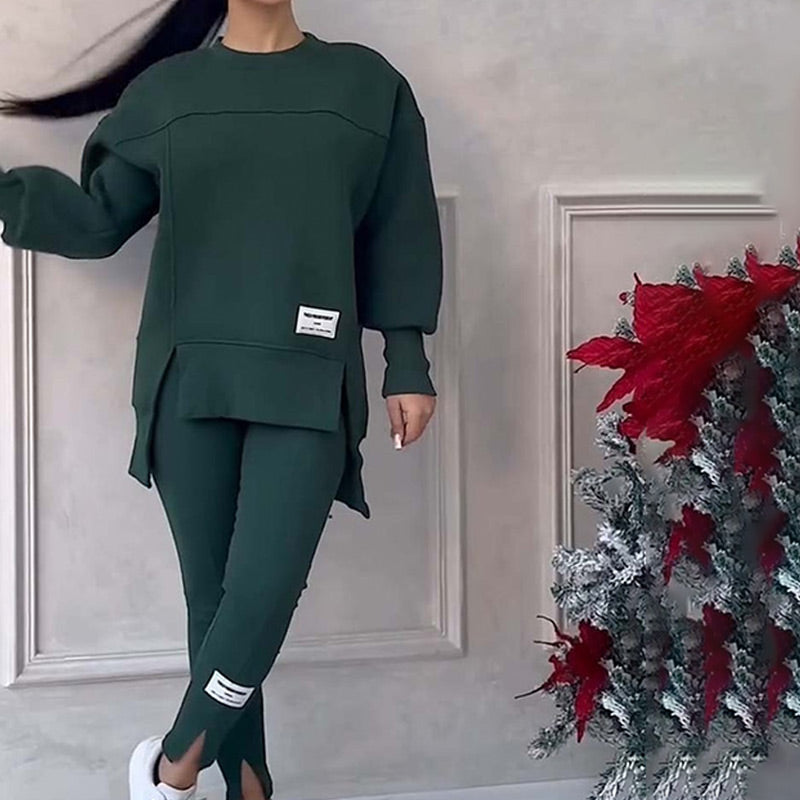 Casual Damski Zestaw z Bluzy i Legginsów - Elena-Czarny-S-Trend Polska