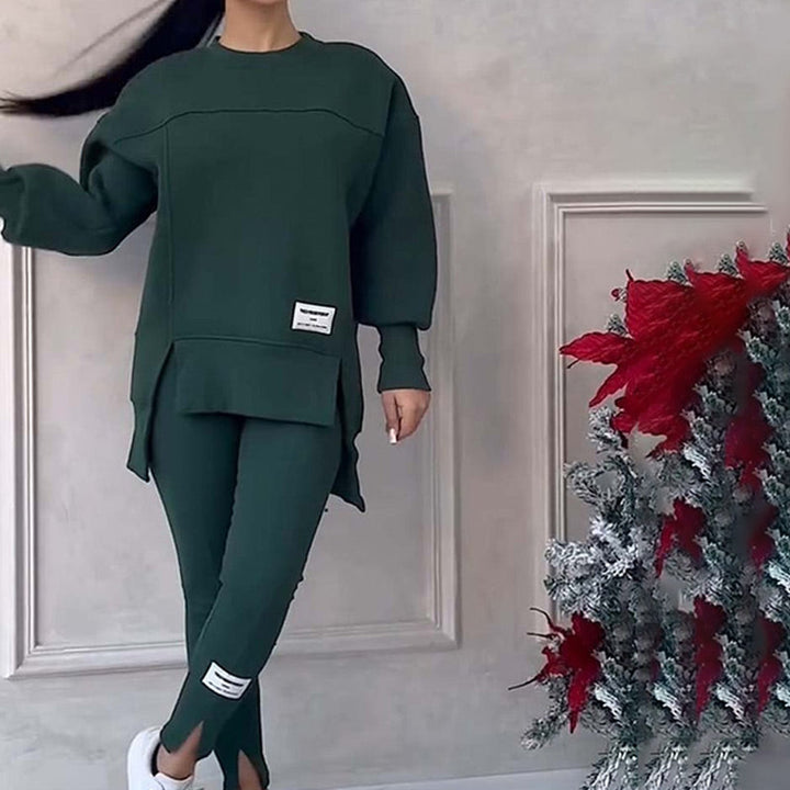 Casual Damski Zestaw z Bluzy i Legginsów - Elena-Czarny-S-Trend Polska