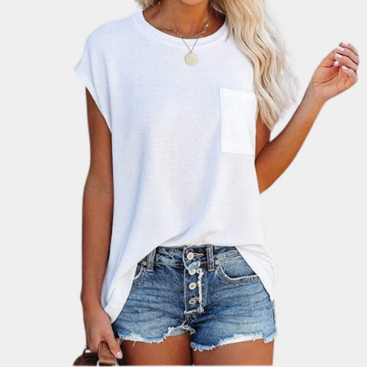Casual Damskie Letnie T-shirt – Linae-Biały-S-Trend Polska