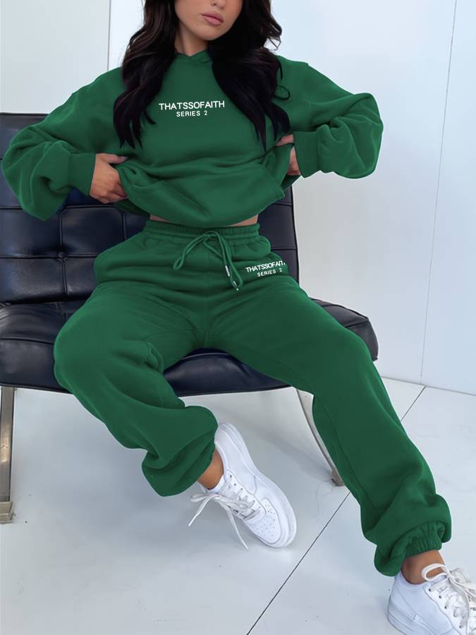 Casual Damskie Spodnie dresowe i Sweter - Harper-Ciemnozielony-S-Trend Polska