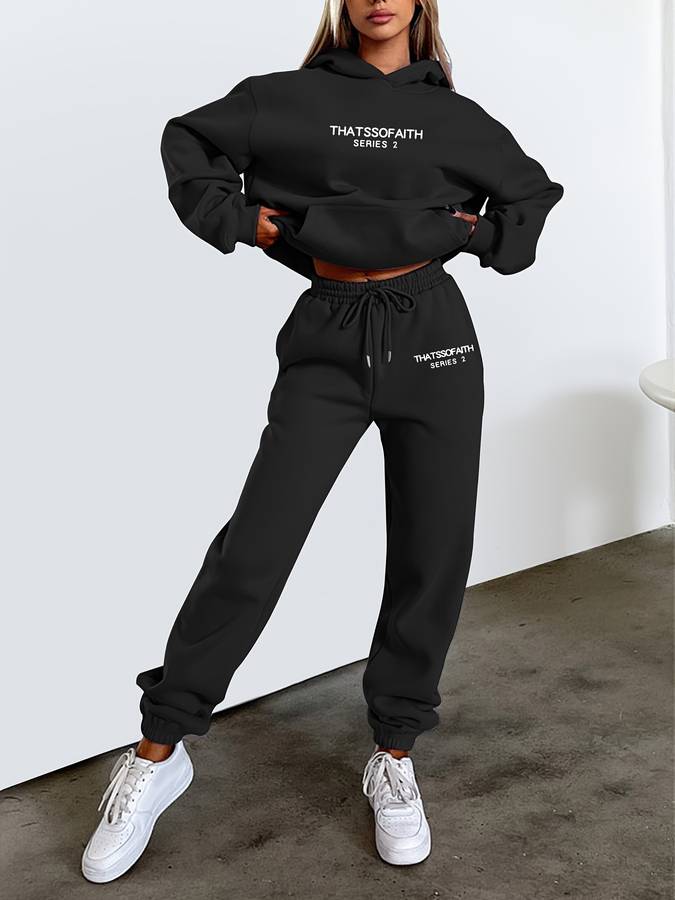 Casual Damskie Spodnie dresowe i Sweter - Harper-Czarny-S-Trend Polska