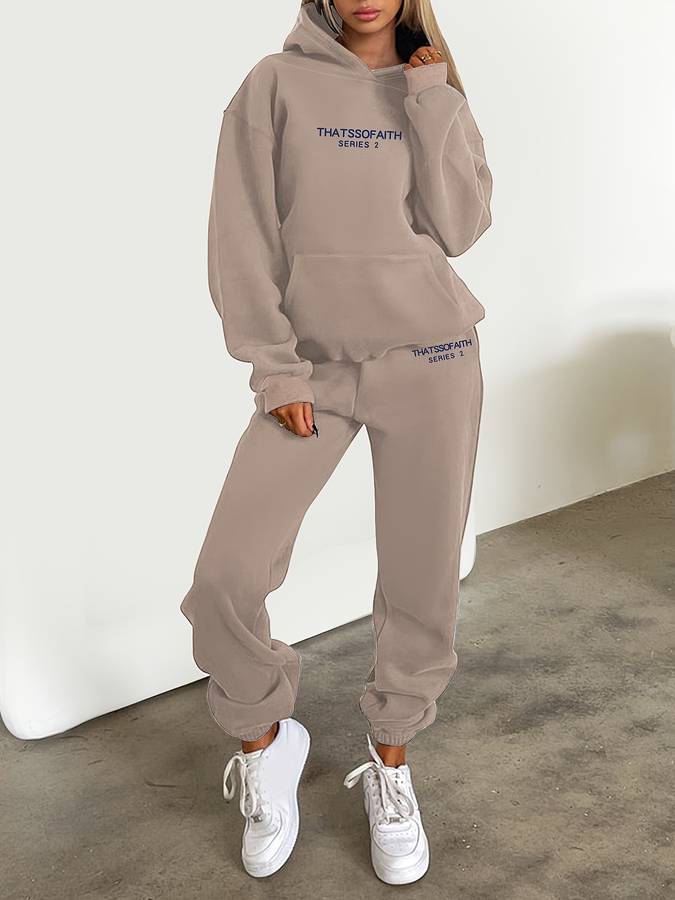 Casual Damskie Spodnie dresowe i Sweter - Harper-Jasnoróżowy szary-S-Trend Polska