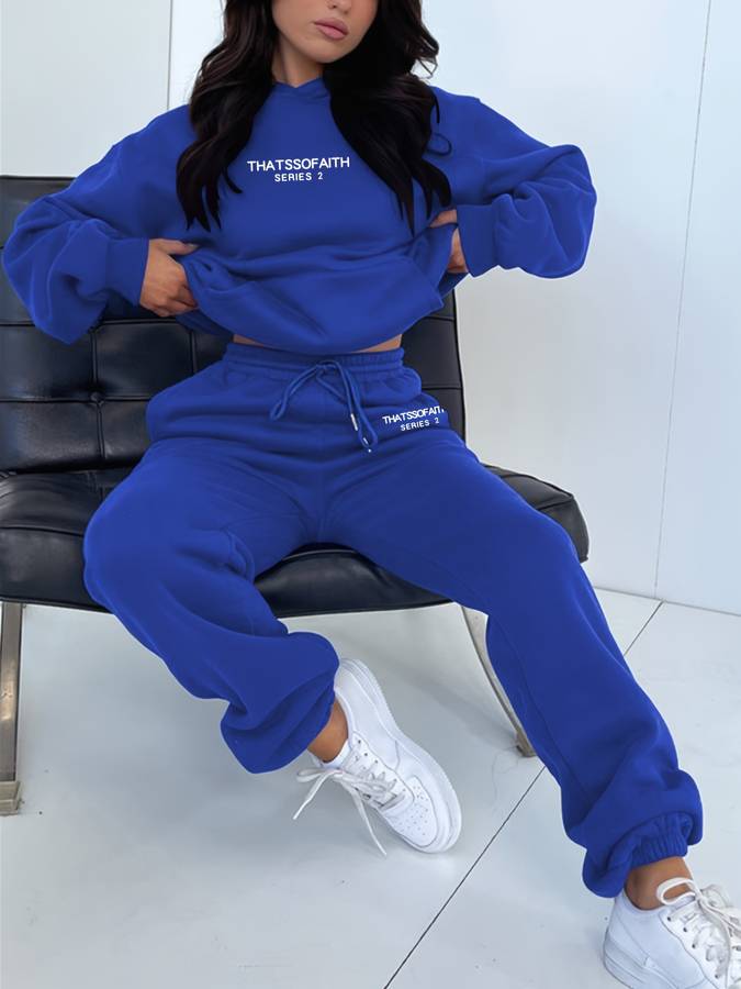 Casual Damskie Spodnie dresowe i Sweter - Harper-Niebieski-S-Trend Polska