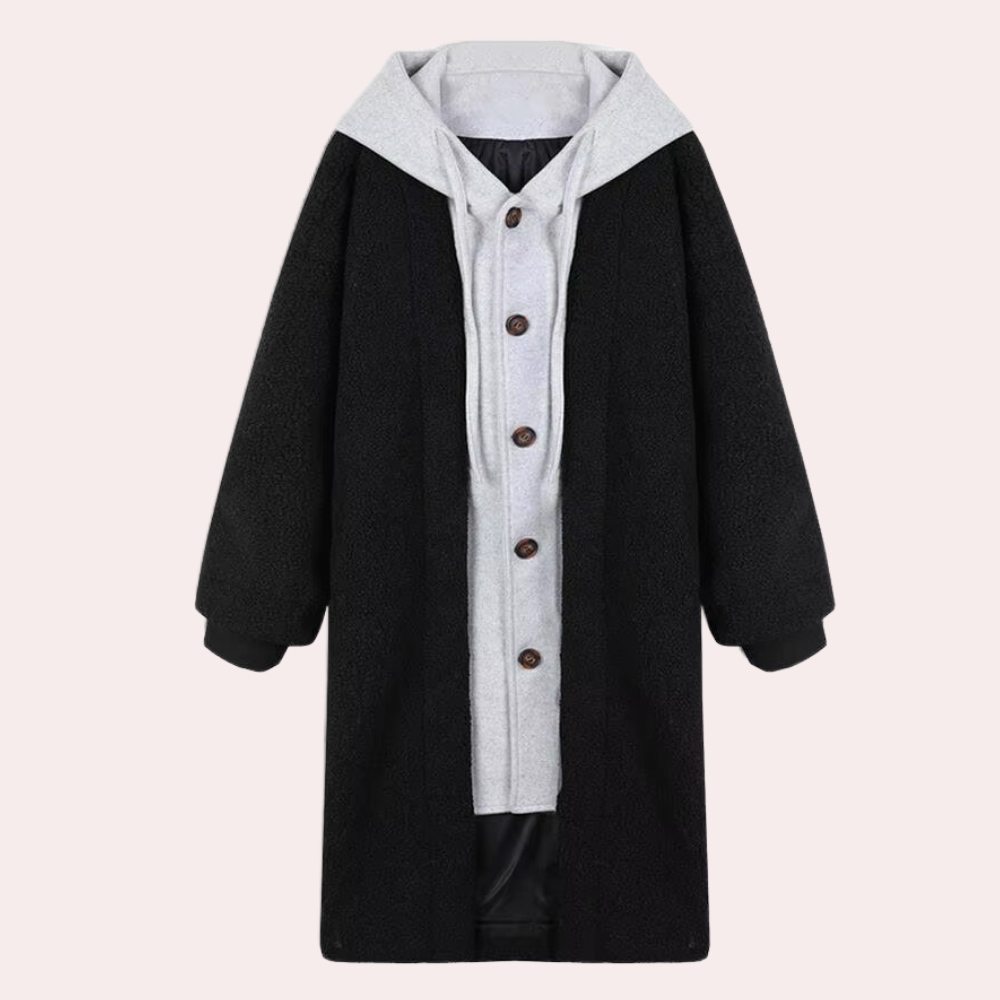 Casual Długa Kurtka Damska z Kapturem - Isla-Czarny-XS-Trend Polska