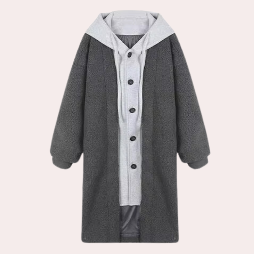 Casual Długa Kurtka Damska z Kapturem - Isla-Szary-XS-Trend Polska