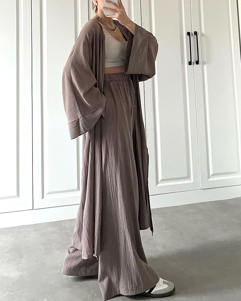 Casual dwuczęściowy zestaw damski z kamizelką i spodniami – Thalia-Khaki-S-Trend Polska