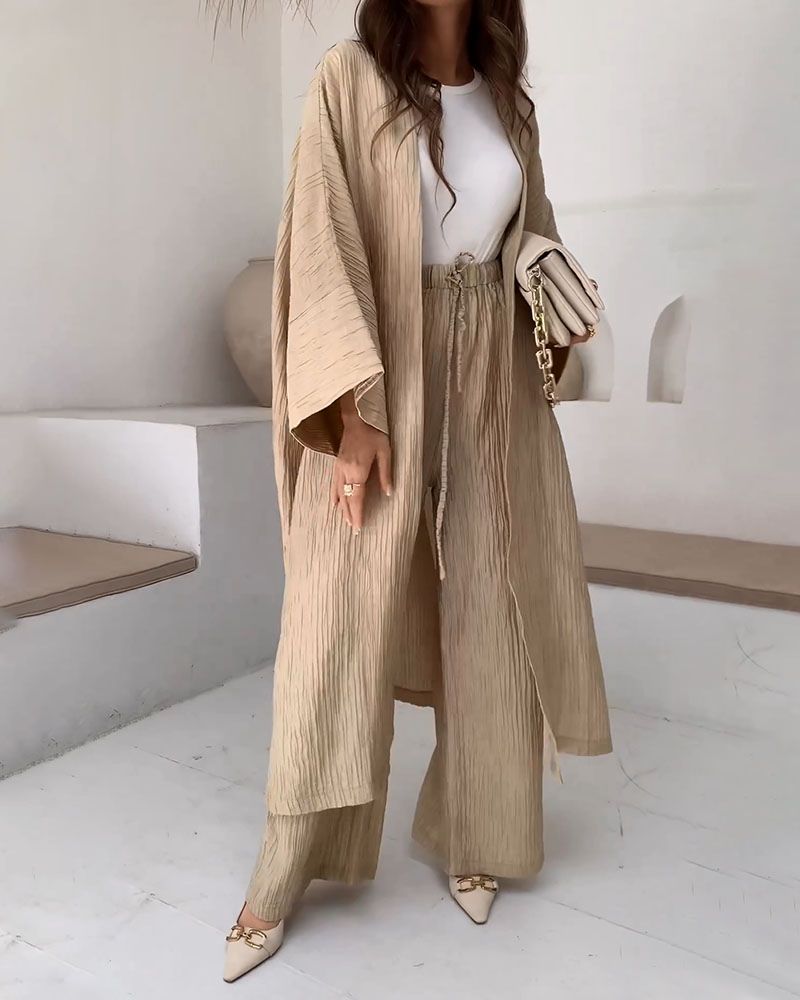 Casual dwuczęściowy zestaw damski z kamizelką i spodniami – Thalia-Khaki-S-Trend Polska