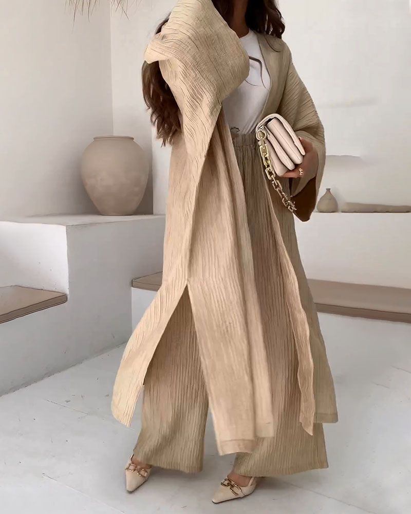 Casual dwuczęściowy zestaw damski z kamizelką i spodniami – Thalia-Khaki-S-Trend Polska
