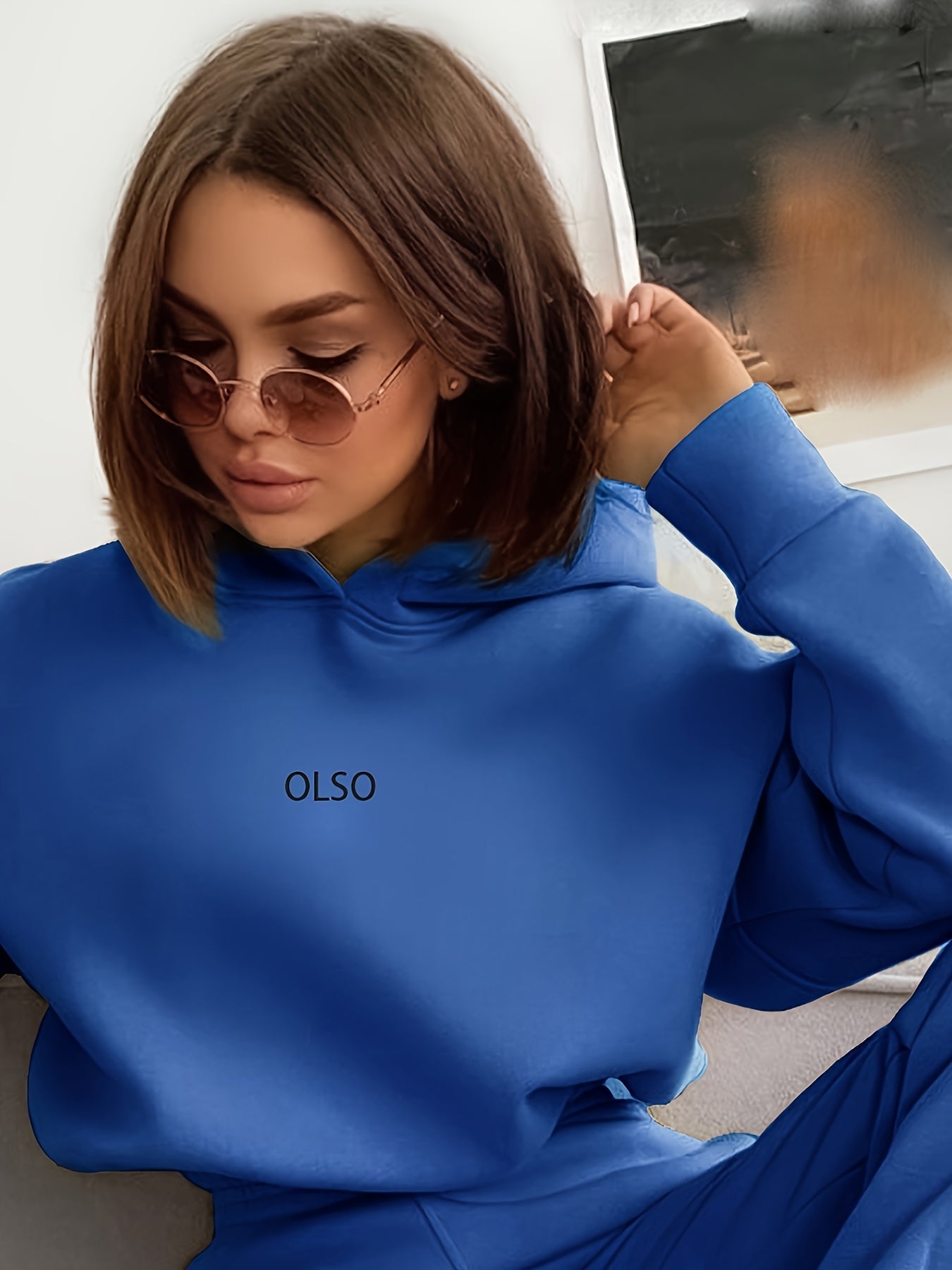 Casual Dwuczęściowy Zestaw z Stylowym Nadrukiem Liter - Elvira-Niebieski-S-Trend Polska