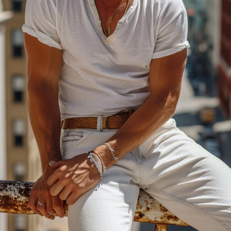 Casual Henley Kołnierzyk Koszulka Henley z Krótkim Rękawem – Nico-Biały-S-Trend Polska