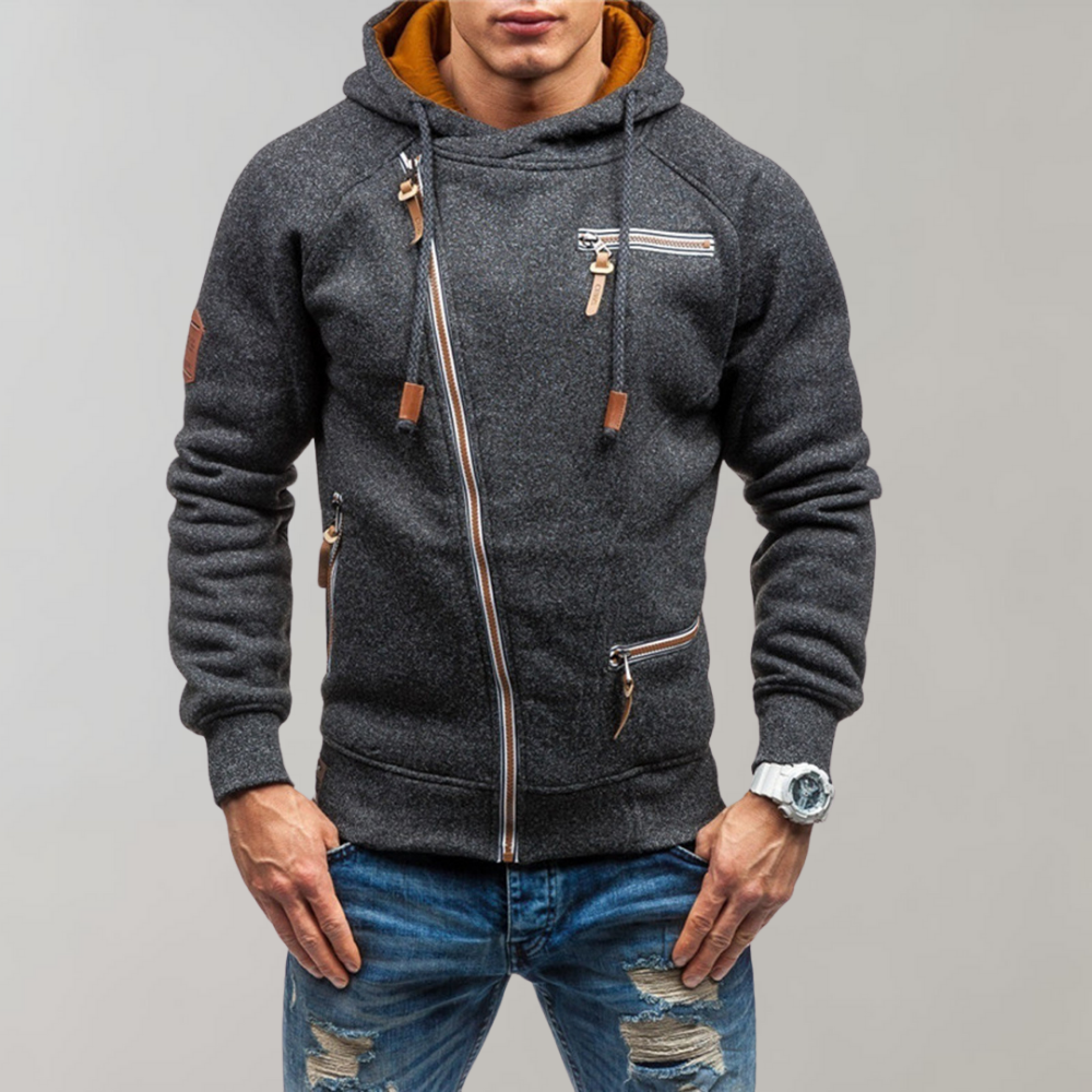 Casual Hoodie z zamkiem błyskawicznym - Orion-Czarny-S-Trend Polska