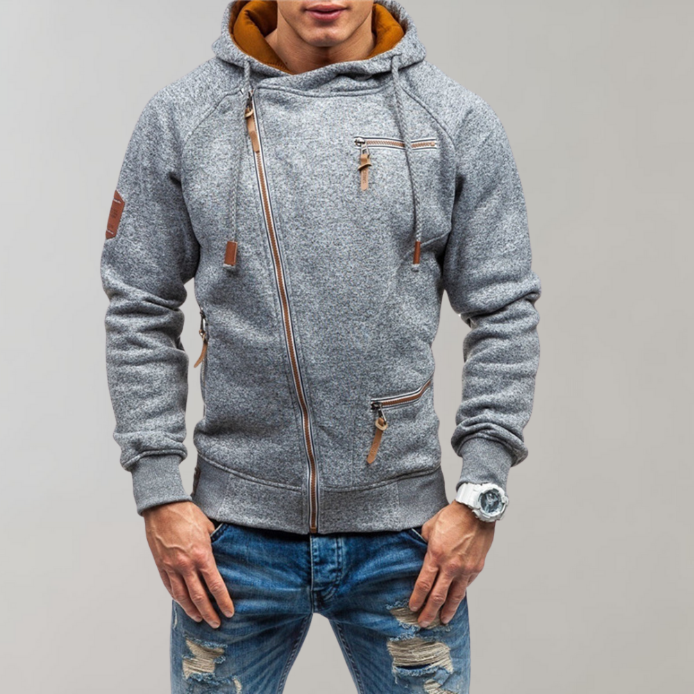 Casual Hoodie z zamkiem błyskawicznym - Orion-Jasnoszary-S-Trend Polska