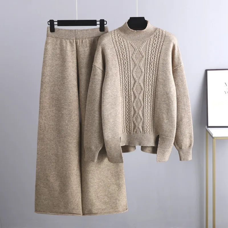 Casual i stylowy zestaw damski - Clara-Khaki-Jedna rozmiar-Trend Polska
