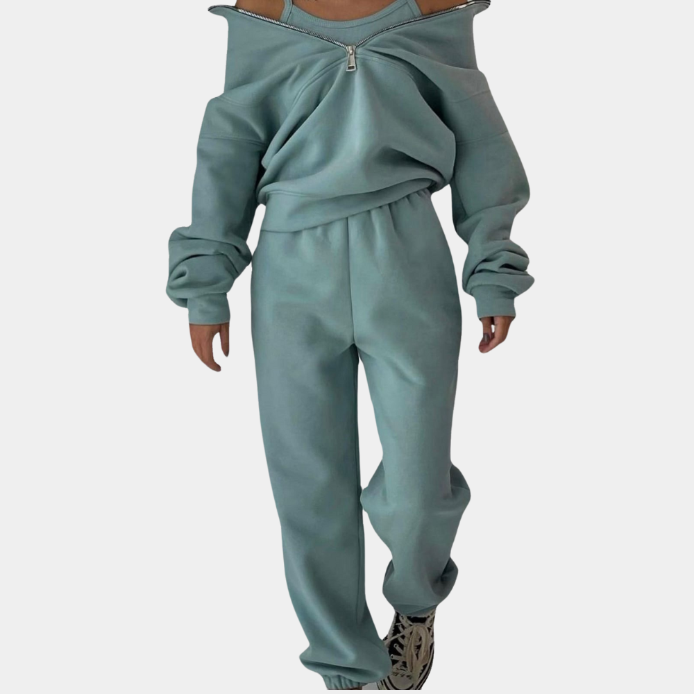 Casual Joggingowy Zestaw dla Damski - Riva-Zielony-S-Trend Polska