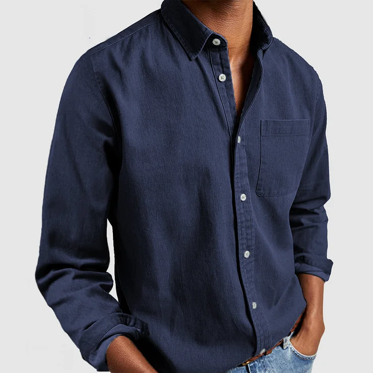 Casual koszula z eleganckimi detalami - Evan-ciemnoniebieski-S-Trend Polska