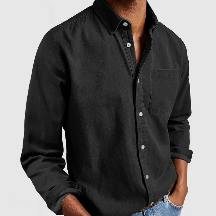 Casual koszula z eleganckimi detalami - Evan-Czarny-S-Trend Polska