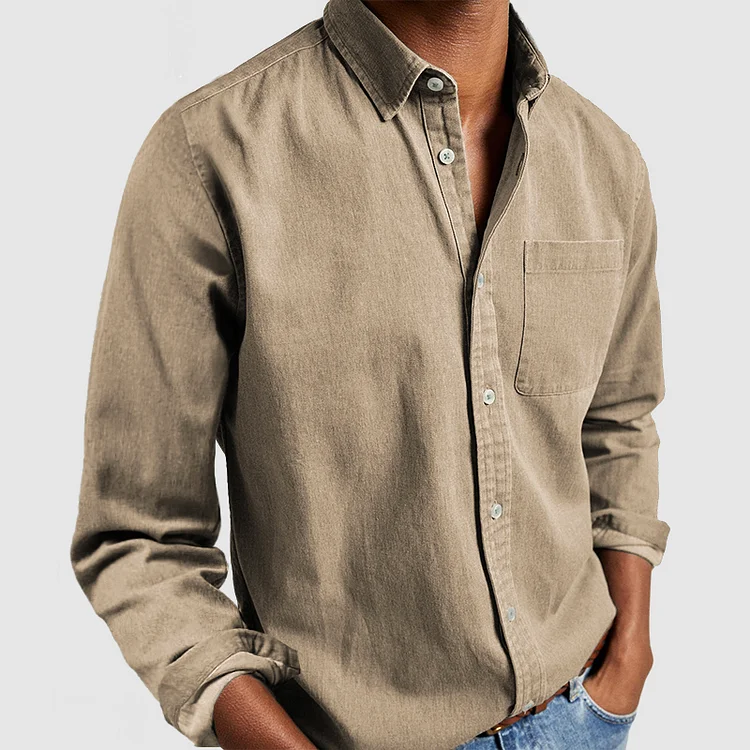 Casual koszula z eleganckimi detalami - Evan-Khaki-S-Trend Polska