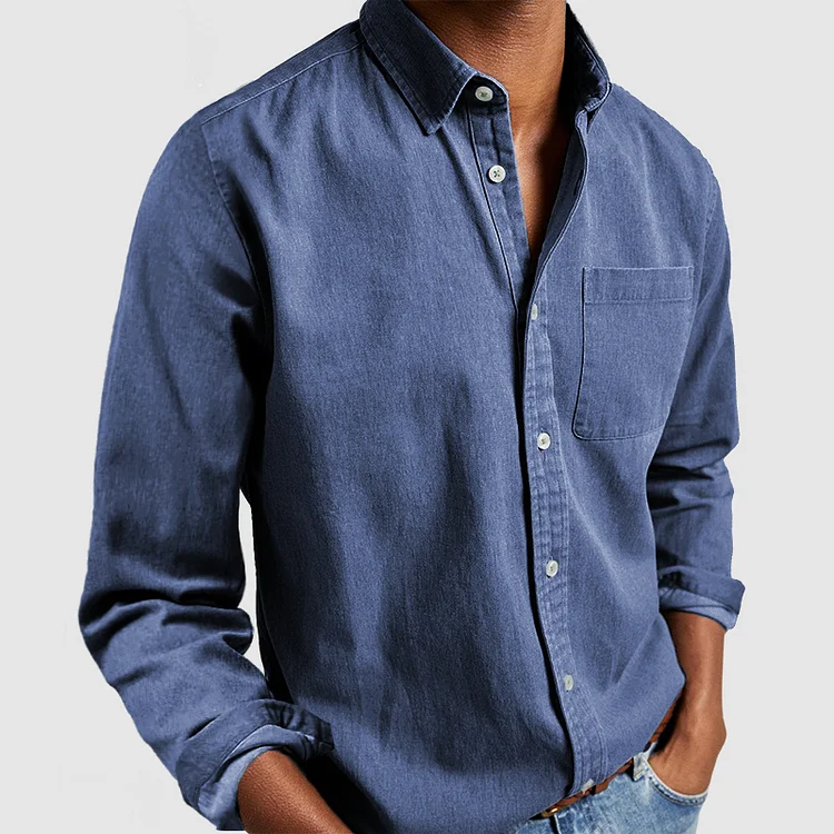 Casual koszula z eleganckimi detalami - Evan-Niebieski-S-Trend Polska