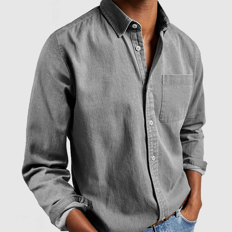 Casual koszula z eleganckimi detalami - Evan-Szary-S-Trend Polska