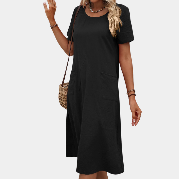 Casual Lekka Sukienka Letnia - Mira-Czarny-2XS-Trend Polska
