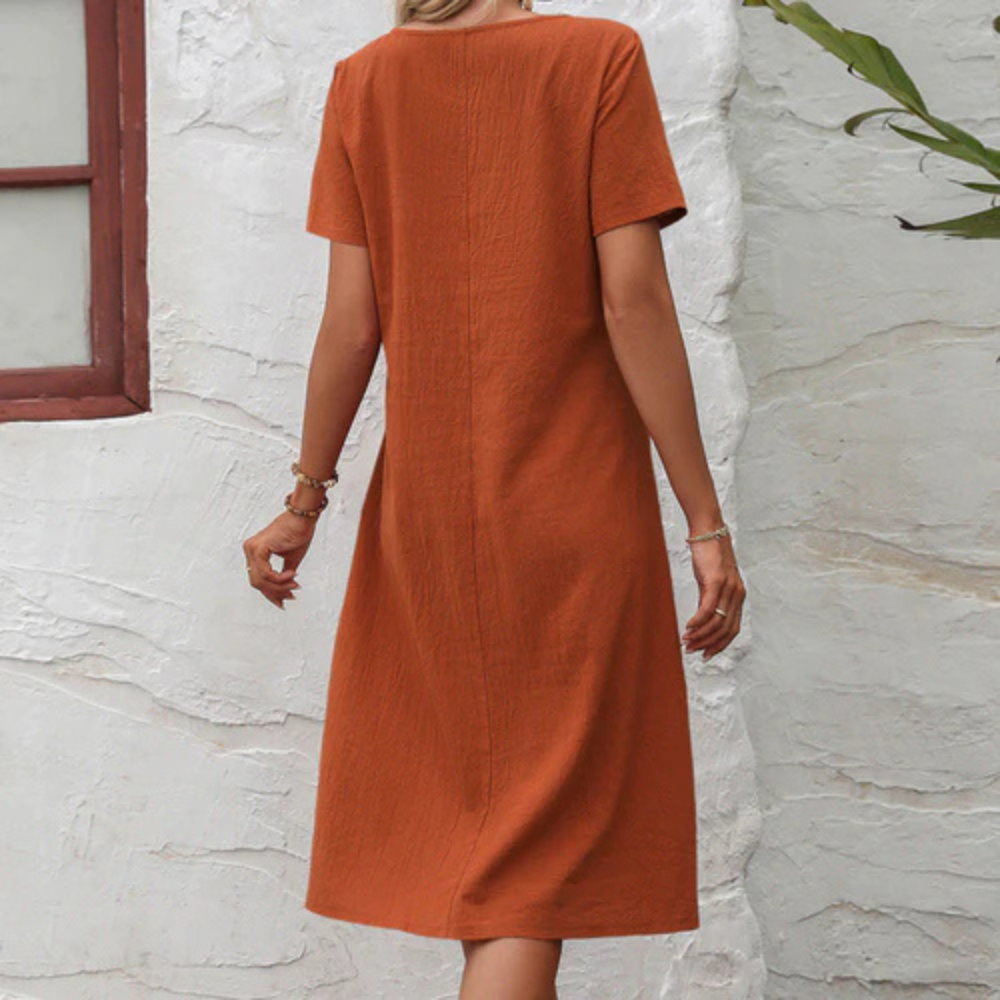 Casual Lekka Sukienka Letnia - Mira-Beżowy-2XS-Trend Polska
