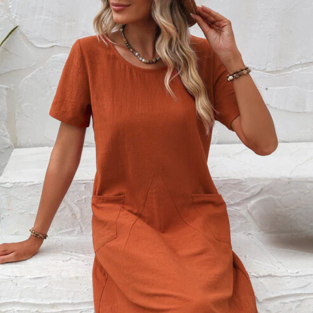 Casual Lekka Sukienka Letnia - Mira-Beżowy-2XS-Trend Polska