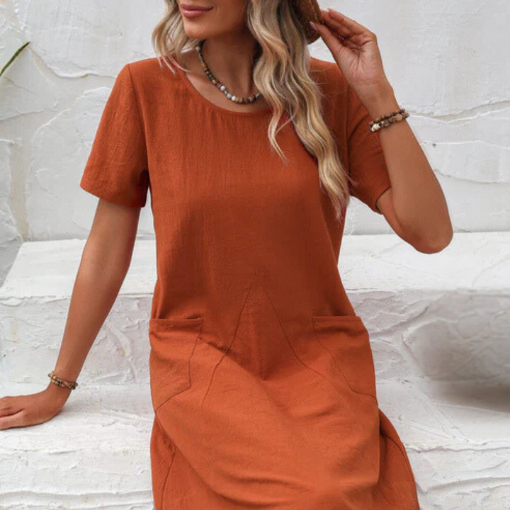 Casual Lekka Sukienka Letnia - Mira-Beżowy-2XS-Trend Polska