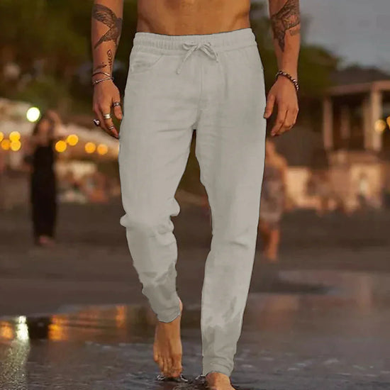 Casual lniane spoden dla mężczyzn – Luca-Jasnoszary-S-Trend Polska