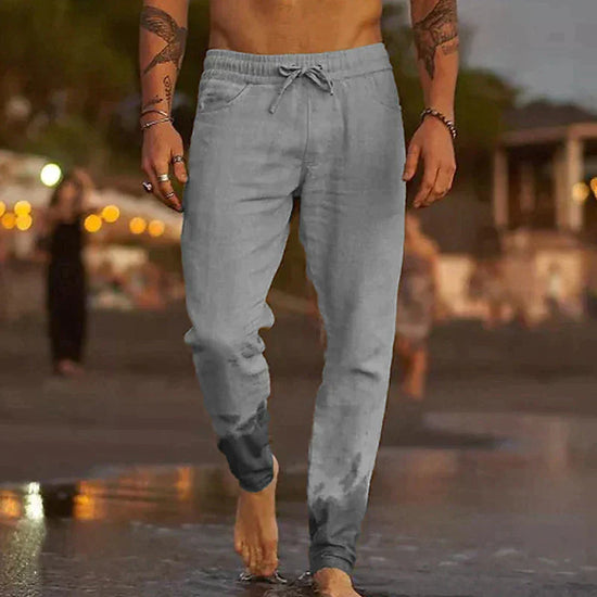 Casual lniane spoden dla mężczyzn – Luca-Szary-S-Trend Polska