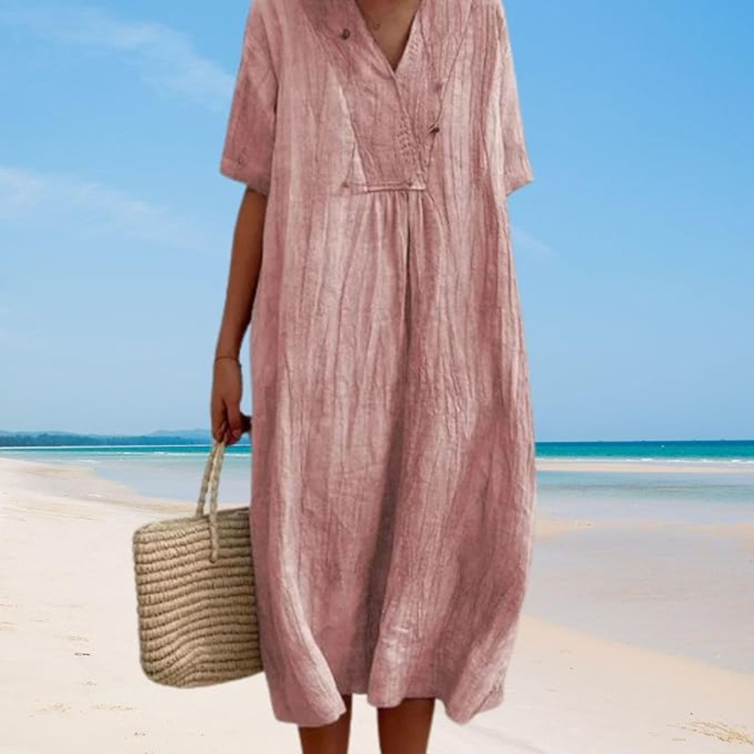 Casual Luźna Sukienka Letnia - Lucia-różowy-s-Trend Polska