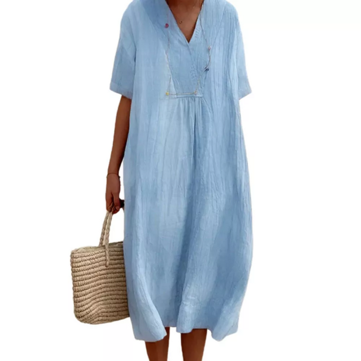Casual Luźna Sukienka Letnia - Lucia-niebieski-s-Trend Polska