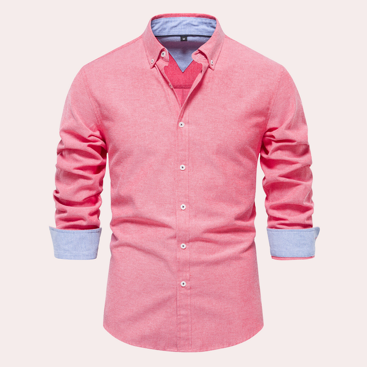 Casual męska koszula z długim rękawem - Remy-Czerwony-S-Trend Polska