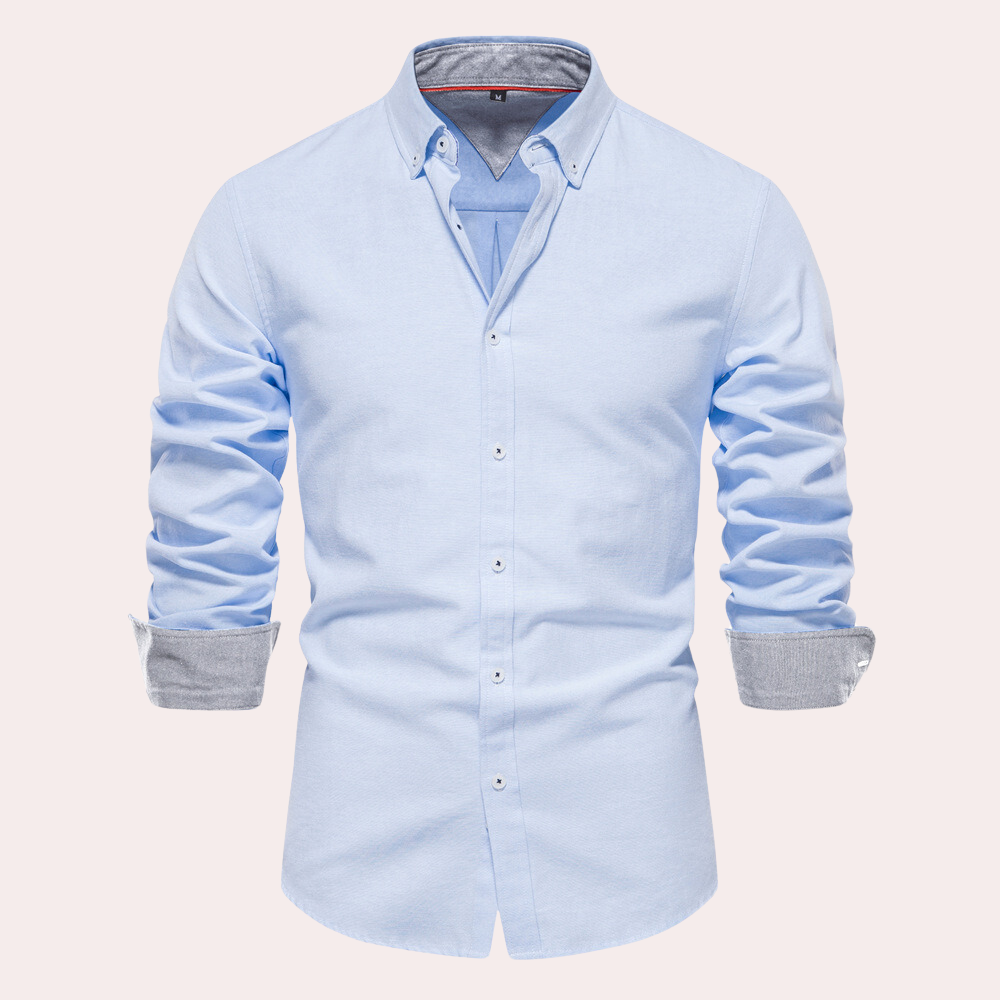 Casual męska koszula z długim rękawem - Remy-Jasnoniebieski-S-Trend Polska