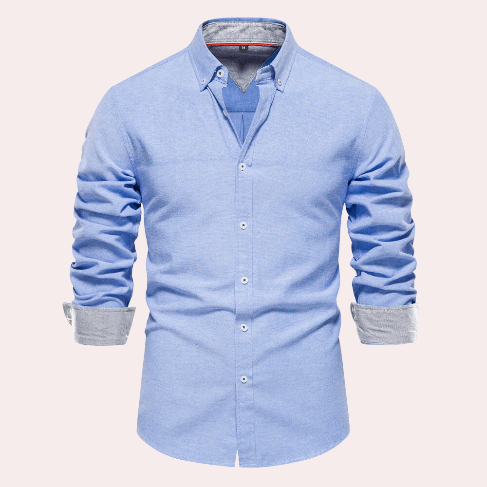 Casual męska koszula z długim rękawem - Remy-Niebieski-S-Trend Polska