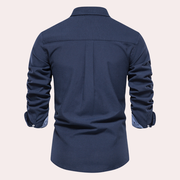 Casual męska koszula z długim rękawem - Remy-Czarny-S-Trend Polska